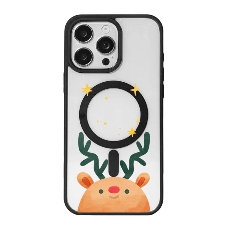 Christmas Series Strong Magnetic Painted Black Edge Phone Case, For iPhone 16 Pro
