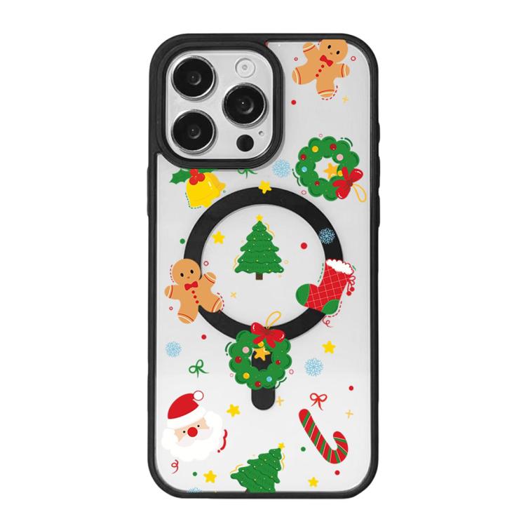 Christmas Series Strong Magnetic Painted Black Edge Phone Case, For iPhone 16 Pro