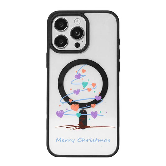Christmas Series Strong Magnetic Painted Black Edge Phone Case, For  iPhone 15 Pro Max