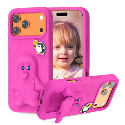 Penguin Baby EVA Shockproof Phone Case with Holder, For iPhone 17 Pro Max, For iPhone 17 Pro, For iPhone 17, For iPhone Air