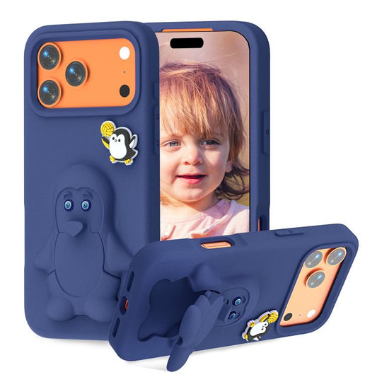 Penguin Baby EVA Shockproof Phone Case with Holder, For iPhone 17 Pro Max, For iPhone 17 Pro, For iPhone 17, For iPhone Air