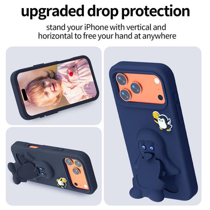 Penguin Baby EVA Shockproof Phone Case with Holder, For iPhone 17 Pro Max, For iPhone 17 Pro, For iPhone 17, For iPhone Air