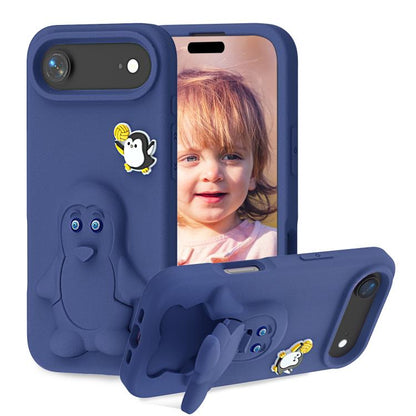 Penguin Baby EVA Shockproof Phone Case with Holder, For iPhone 17 Pro Max, For iPhone 17 Pro, For iPhone 17, For iPhone Air