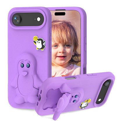 Penguin Baby EVA Shockproof Phone Case with Holder, For iPhone 17 Pro Max, For iPhone 17 Pro, For iPhone 17, For iPhone Air