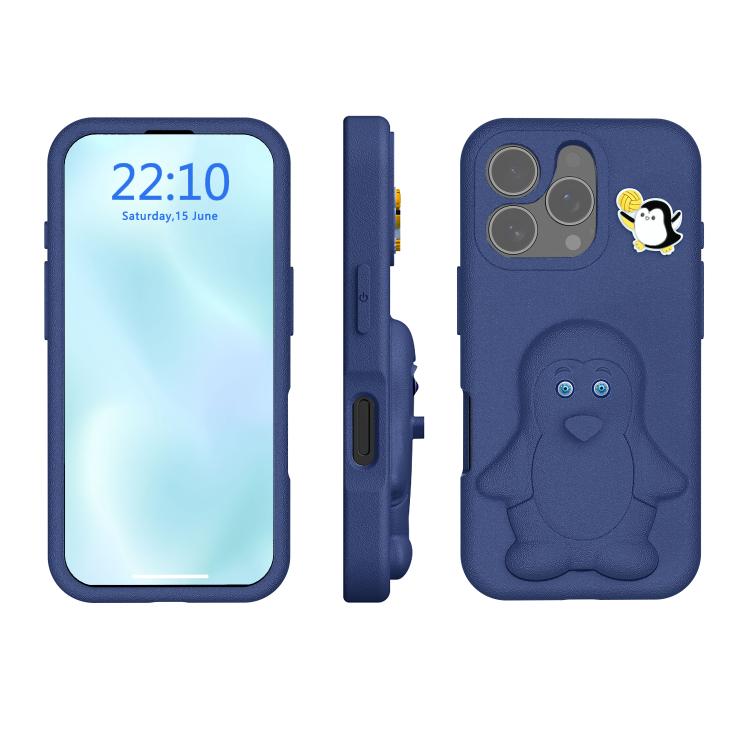 Penguin Baby EVA Shockproof Phone Case with Holder, For iPhone 16 Pro Max, For iPhone 16 Pro, For iPhone 16, For iPhone 15 Pro Max