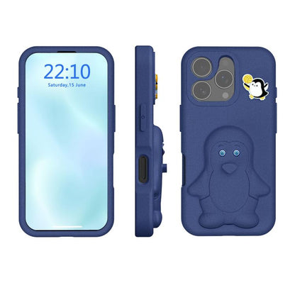Penguin Baby EVA Shockproof Phone Case with Holder, For iPhone 16 Pro Max, For iPhone 16 Pro, For iPhone 16, For iPhone 15 Pro Max