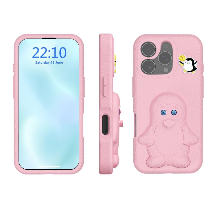 Penguin Baby EVA Shockproof Phone Case with Holder, For iPhone 16 Pro Max, For iPhone 16 Pro, For iPhone 16, For iPhone 15 Pro Max
