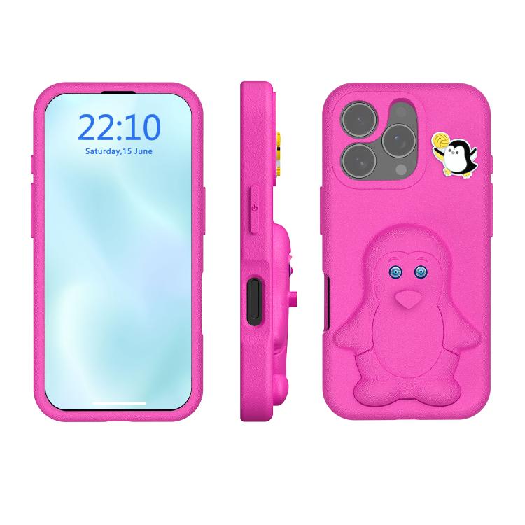 Penguin Baby EVA Shockproof Phone Case with Holder, For iPhone 16 Pro Max, For iPhone 16 Pro, For iPhone 16, For iPhone 15 Pro Max