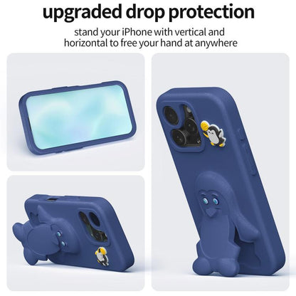 Penguin Baby EVA Shockproof Phone Case with Holder, For iPhone 16 Pro Max, For iPhone 16 Pro, For iPhone 16, For iPhone 15 Pro Max