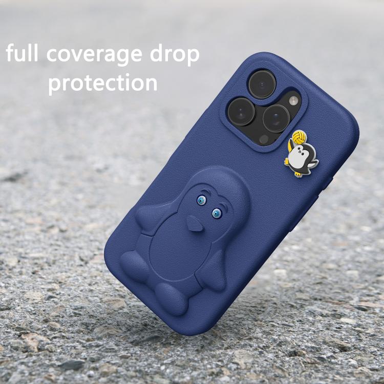 Penguin Baby EVA Shockproof Phone Case with Holder, For iPhone 16 Pro Max, For iPhone 16 Pro, For iPhone 16, For iPhone 15 Pro Max