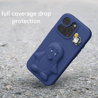 Penguin Baby EVA Shockproof Phone Case with Holder, For iPhone 16 Pro Max, For iPhone 16 Pro, For iPhone 16, For iPhone 15 Pro Max