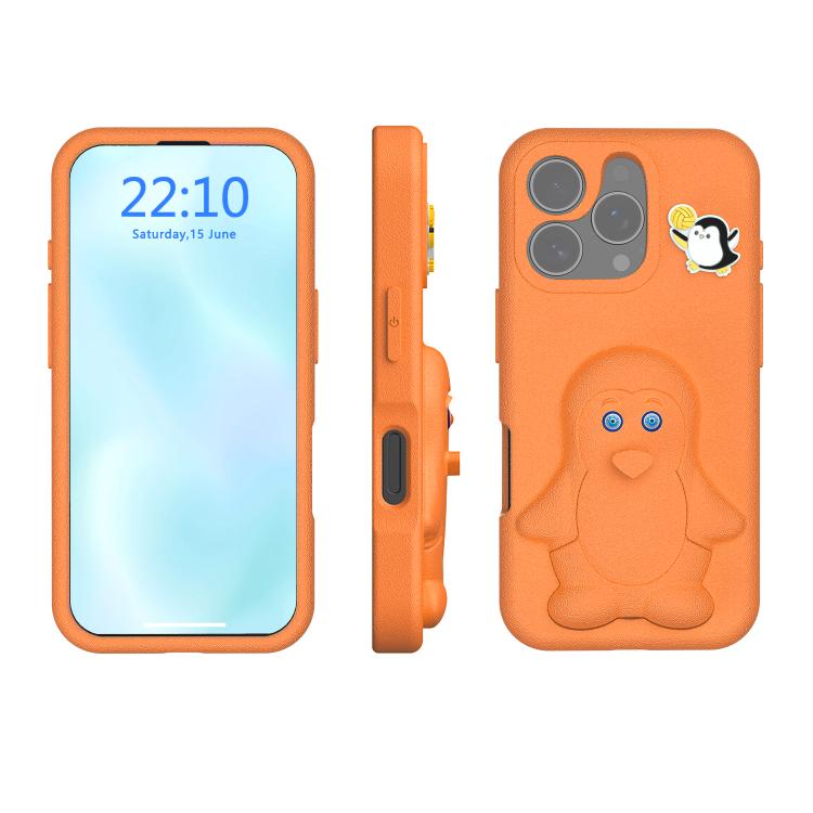 Penguin Baby EVA Shockproof Phone Case with Holder, For iPhone 16 Pro Max, For iPhone 16 Pro, For iPhone 16, For iPhone 15 Pro Max