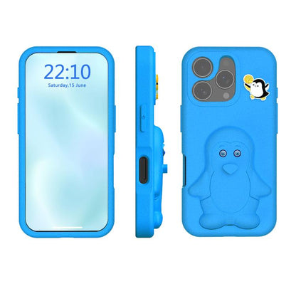 Penguin Baby EVA Shockproof Phone Case with Holder, For iPhone 16 Pro Max, For iPhone 16 Pro, For iPhone 16, For iPhone 15 Pro Max
