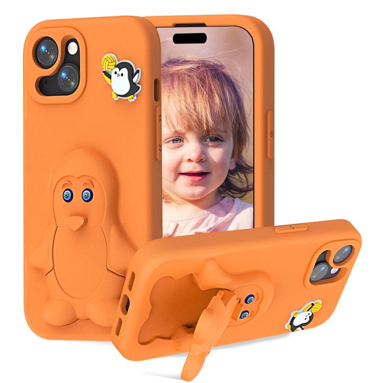 Penguin Baby EVA Shockproof Phone Case with Holder, For iPhone 15 Pro, For iPhone 15, For iPhone 13 / 14, For iPhone 14 Pro