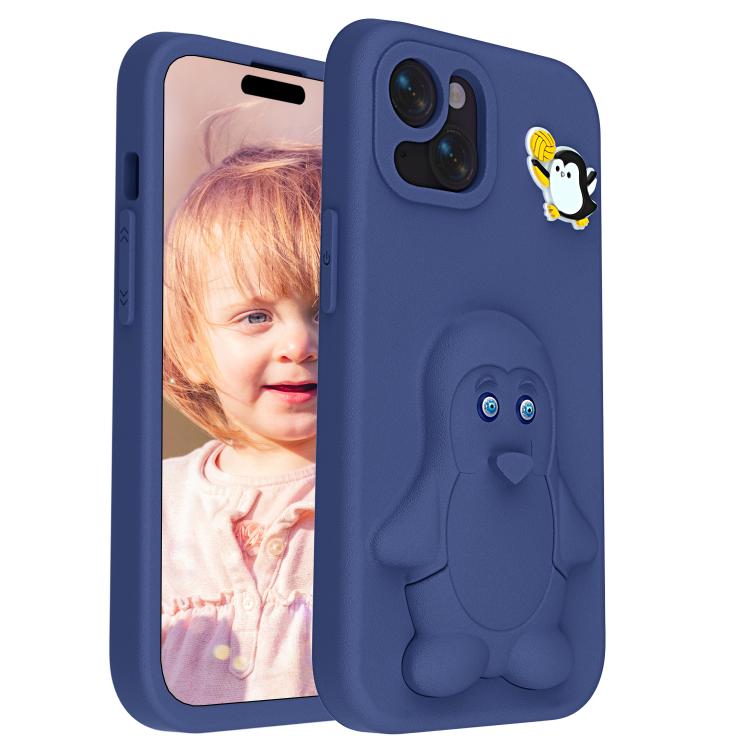 Penguin Baby EVA Shockproof Phone Case with Holder, For iPhone 14 Pro Max, For iPhone 13 Pro Max, For iPhone 13 Pro
