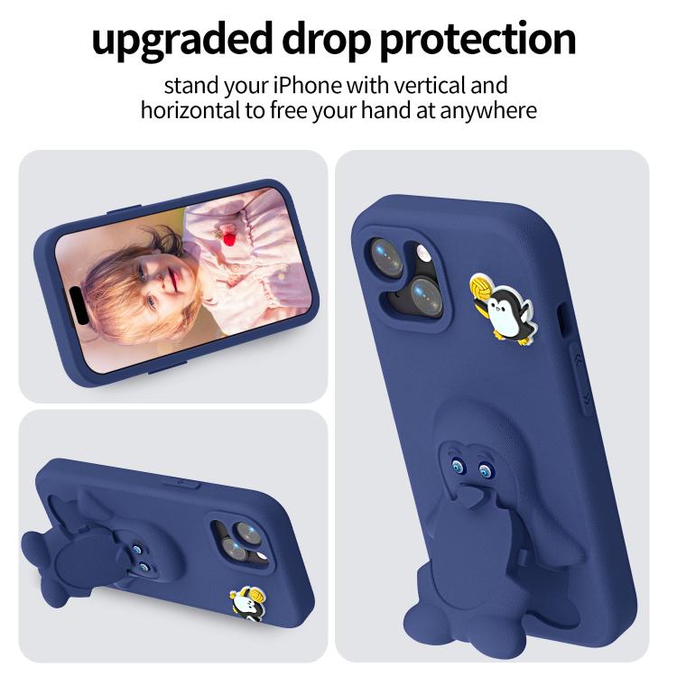Penguin Baby EVA Shockproof Phone Case with Holder, For iPhone 14 Pro Max, For iPhone 13 Pro Max, For iPhone 13 Pro
