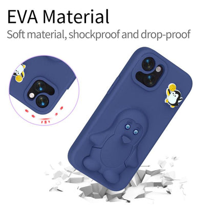 Penguin Baby EVA Shockproof Phone Case with Holder, For iPhone 14 Pro Max, For iPhone 13 Pro Max, For iPhone 13 Pro