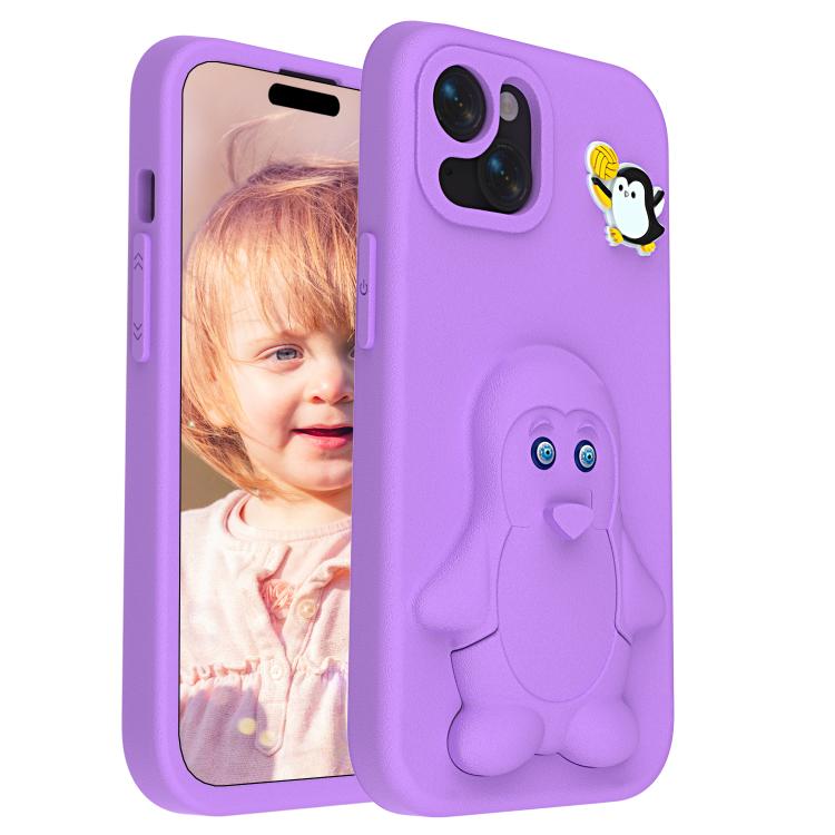 Penguin Baby EVA Shockproof Phone Case with Holder, For iPhone 14 Pro Max, For iPhone 13 Pro Max, For iPhone 13 Pro