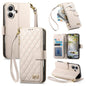 Rhombic Texture Zipper Wallet Metal Bow-knot Vegan Leather Phone Case with Strap, For  iPhone 16 Pro Max, For iPhone 16 Pro, For iPhone 16 Plus, For iPhone 16