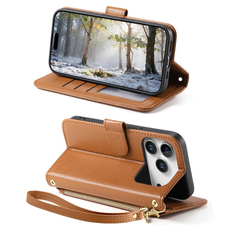 Rhombic Texture Zipper Wallet Metal Bow-knot Vegan Leather Phone Case with Strap, For iPhone 17 Pro Max, For iPhone 17 Pro, For iPhone 17, For iPhone Air