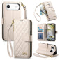 Rhombic Texture Zipper Wallet Metal Bow-knot Vegan Leather Phone Case with Strap, For iPhone 17 Pro Max, For iPhone 17 Pro, For iPhone 17, For iPhone Air
