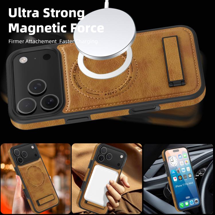 Multi-function Holder MagSafe PU Phone Case, For iPhone 17 Pro Max, For iPhone 17 Pro