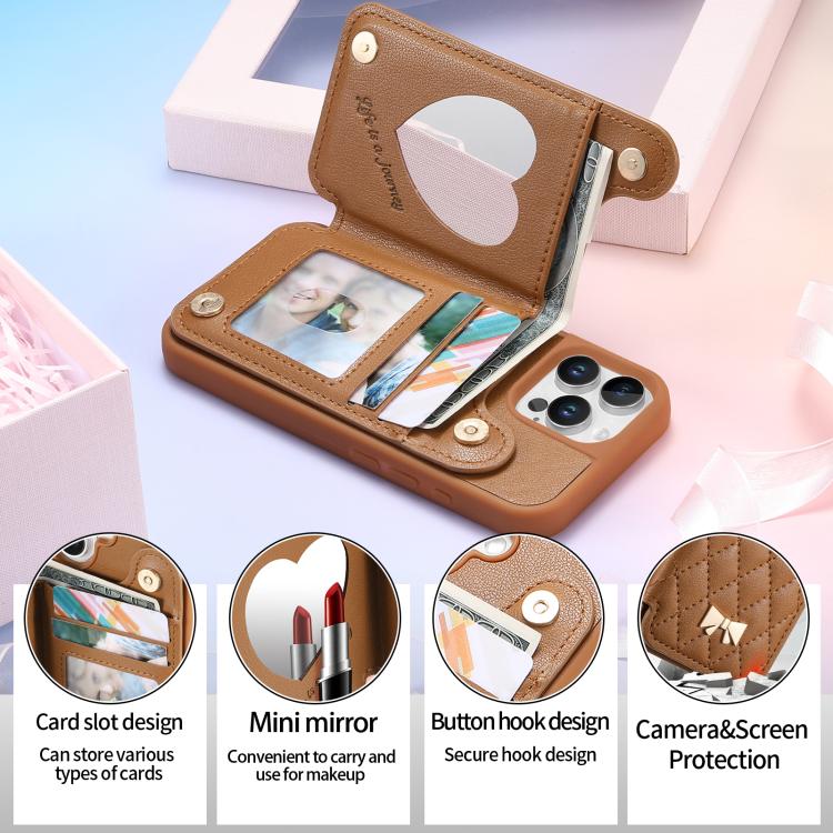 Mirror Rhombic Texture Metal Bow-knot Vegan Leather Card Bag Phone Case, For iPhone 16 Pro, For iPhone 16 Plus, For iPhone 16