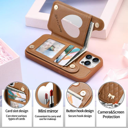 Mirror Rhombic Texture Metal Bow-knot Vegan Leather Card Bag Phone Case, For iPhone 16 Pro, For iPhone 16 Plus, For iPhone 16