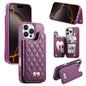 Mirror Rhombic Texture Metal Bow-knot Vegan Leather Card Bag Phone Case, For iPhone 16 Pro, For iPhone 16 Plus, For iPhone 16