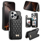 Mirror Rhombic Texture Metal Bow-knot Vegan Leather Card Bag Phone Case, For iPhone 17 Pro Max, For iPhone 17 Pro, For iPhone 17, For iPhone 16 Pro Max