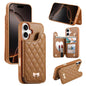 Mirror Rhombic Texture Metal Bow-knot Vegan Leather Card Bag Phone Case, For iPhone 17 Pro Max, For iPhone 17 Pro, For iPhone 17, For iPhone 16 Pro Max