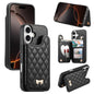Mirror Rhombic Texture Metal Bow-knot Vegan Leather Card Bag Phone Case, For iPhone 17 Pro Max, For iPhone 17 Pro, For iPhone 17, For iPhone 16 Pro Max