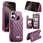 Mirror Rhombic Texture Metal Bow-knot Vegan Leather Card Bag Phone Case, For iPhone 17 Pro Max, For iPhone 17 Pro, For iPhone 17, For iPhone 16 Pro Max