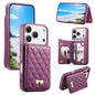 Mirror Rhombic Texture Metal Bow-knot Vegan Leather Card Bag Phone Case, For iPhone 17 Pro Max, For iPhone 17 Pro, For iPhone 17, For iPhone 16 Pro Max