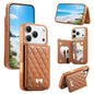 Mirror Rhombic Texture Metal Bow-knot Vegan Leather Card Bag Phone Case, For iPhone 17 Pro Max, For iPhone 17 Pro, For iPhone 17, For iPhone 16 Pro Max