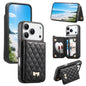 Mirror Rhombic Texture Metal Bow-knot Vegan Leather Card Bag Phone Case, For iPhone 17 Pro Max, For iPhone 17 Pro, For iPhone 17, For iPhone 16 Pro Max