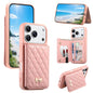 Mirror Rhombic Texture Metal Bow-knot Vegan Leather Card Bag Phone Case, For iPhone 17 Pro Max, For iPhone 17 Pro, For iPhone 17, For iPhone 16 Pro Max