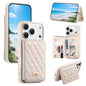 Mirror Rhombic Texture Metal Bow-knot Vegan Leather Card Bag Phone Case, For iPhone 17 Pro Max, For iPhone 17 Pro, For iPhone 17, For iPhone 16 Pro Max