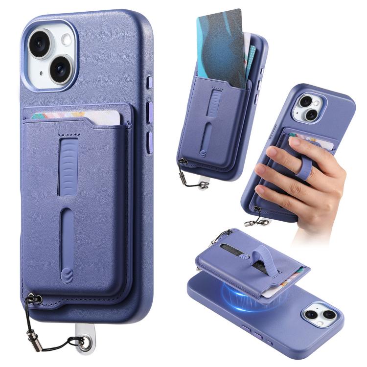 Detachable Magnetic Card Bag Phone Case with Finger Ring Grip & Anti-loss Rope, For iPhone 14, For iPhone 14 Pro, For iPhone 14 Pro Max
