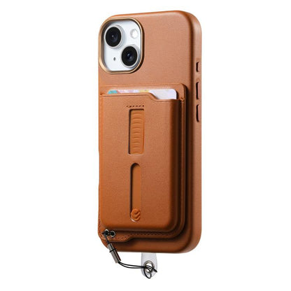 Detachable Magnetic Card Bag Phone Case with Finger Ring Grip & Anti-loss Rope, For iPhone 15 Plus, For iPhone 15, For iPhone 14 Plus