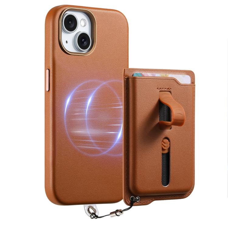 Detachable Magnetic Card Bag Phone Case with Finger Ring Grip & Anti-loss Rope, For iPhone 15 Plus, For iPhone 15, For iPhone 14 Plus