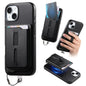 Detachable Magnetic Card Bag Phone Case with Finger Ring Grip & Anti-loss Rope, For iPhone 15 Plus, For iPhone 15, For iPhone 14 Plus