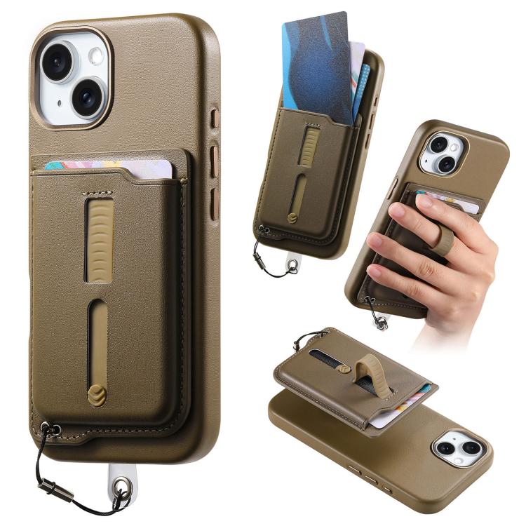 Detachable Magnetic Card Bag Phone Case with Finger Ring Grip & Anti-loss Rope, For iPhone 15 Plus, For iPhone 15, For iPhone 14 Plus