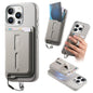 Detachable Magnetic Card Bag Phone Case with Finger Ring Grip & Anti-loss Rope, For iPhone 16, For iPhone 15 Pro Max, For iPhone 15 Pro