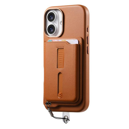 Detachable Magnetic Card Bag Phone Case with Finger Ring Grip & Anti-loss Rope, For iPhone 16, For iPhone 15 Pro Max, For iPhone 15 Pro