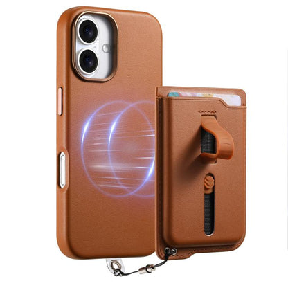 Detachable Magnetic Card Bag Phone Case with Finger Ring Grip & Anti-loss Rope, For iPhone 16, For iPhone 15 Pro Max, For iPhone 15 Pro