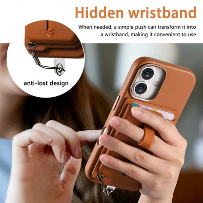 Detachable Magnetic Card Bag Phone Case with Finger Ring Grip & Anti-loss Rope, For iPhone 16, For iPhone 15 Pro Max, For iPhone 15 Pro