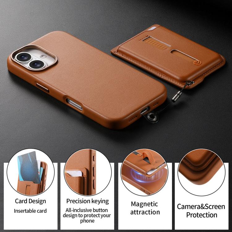 Detachable Magnetic Card Bag Phone Case with Finger Ring Grip & Anti-loss Rope, For iPhone 16, For iPhone 15 Pro Max, For iPhone 15 Pro