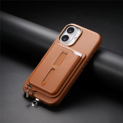 Detachable Magnetic Card Bag Phone Case with Finger Ring Grip & Anti-loss Rope, For iPhone 16, For iPhone 15 Pro Max, For iPhone 15 Pro