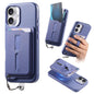 Detachable Magnetic Card Bag Phone Case with Finger Ring Grip & Anti-loss Rope, For iPhone 16, For iPhone 15 Pro Max, For iPhone 15 Pro